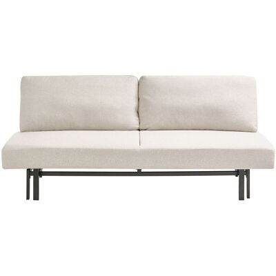 BELIANI Canapé-lit En Tissu Dossier Sans Accoudoirs Coussins Housses Amovibles Pieds En Fer Blanc Cassé Roykka - Publicité BELIANI Canapé-lit En Tissu Dossier Sans Accoudoirs Coussins Housses Amovibles Pieds En Fer Blanc Cassé Roykka - Publicité