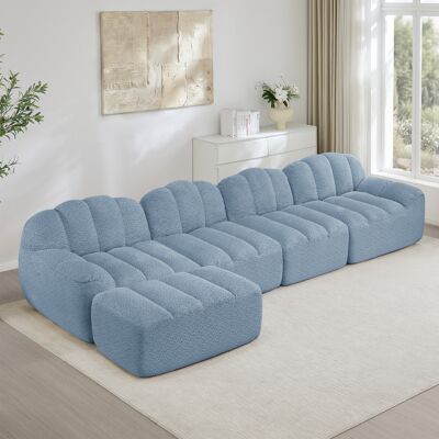 ACKERMAN Canapé Modulaire 4 Places Avec 1 Pouf, Forme De Coquillage, Canapé Sans Ossature En Mousse Haute Densité 32d, Assise Profonde, Idéal Pour Salon, Tissu Doux, Bleu - Publicité ACKERMAN Canapé Modulaire 4 Places Avec 1 Pouf, Forme De Coquillage, Canapé Sans Ossature En Mousse Haute Densité 32d, Assise Profonde, Idéal Pour Salon, Tissu Doux, Bleu - Publicité