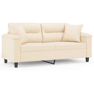 DESIGN IN Canapé Sofa 2 Places Avec Oreillers Beige 140 Cm Tissu Microfibre - Publicité DESIGN IN Canapé Sofa 2 Places Avec Oreillers Beige 140 Cm Tissu Microfibre - Publicité