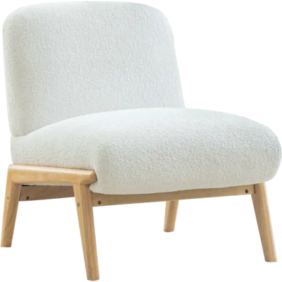 SANS MARQUE Fauteuil Relax Blanc Cassé -tissu Velours Et Pieds En Bois Massif -sans Accoudoirs,design Scandinave Pour Salon/chambre/balcon - Publicité SANS MARQUE Fauteuil Relax Blanc Cassé -tissu Velours Et Pieds En Bois Massif -sans Accoudoirs,design Scandinave Pour Salon/chambre/balcon - Publicité