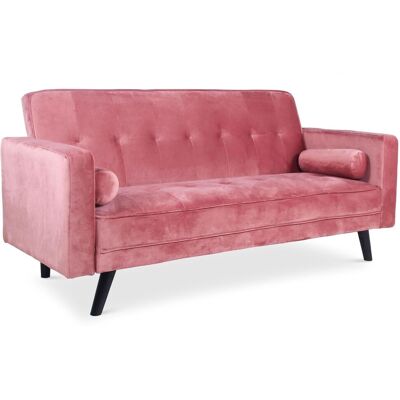 MENZZO Canapé Convertible Clic-clac Scandinave Slow Velours Rose - Publicité MENZZO Canapé Convertible Clic-clac Scandinave Slow Velours Rose - Publicité
