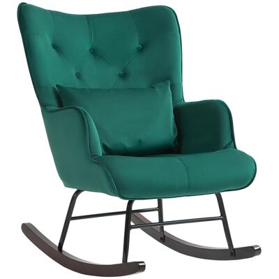 OEM Fauteuil À Bascule En Velours À Dossier Haut, Avec Coussin Et Accoudoirs, Pour Salon Et Chambre, Vert - Publicité OEM Fauteuil À Bascule En Velours À Dossier Haut, Avec Coussin Et Accoudoirs, Pour Salon Et Chambre, Vert - Publicité