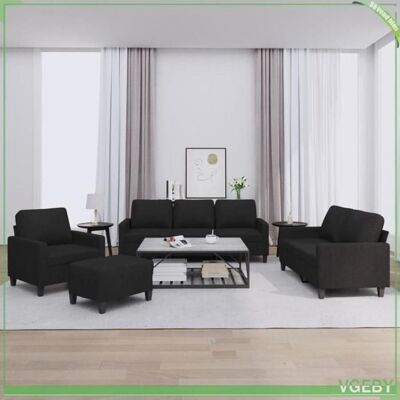 OEM Ensemble De Canapés 4 Pièces - Faf7291712414145 - Noir - Tissu 100% Polyester - Fauteuil 2/3 Places + Pouf - Publicité OEM Ensemble De Canapés 4 Pièces - Faf7291712414145 - Noir - Tissu 100% Polyester - Fauteuil 2/3 Places + Pouf - Publicité