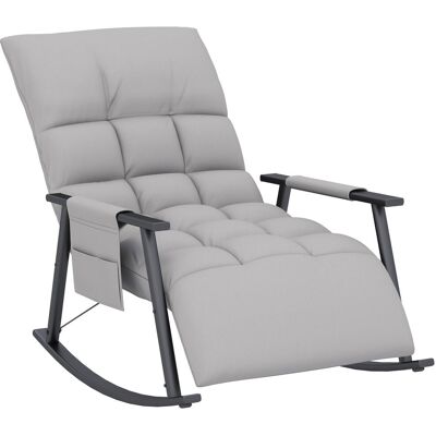 OEM Fauteuil À Bascule, Dossier Et Repose-pieds Réglables, Poche Latérale, Revêtement En Microfibre, Structure En Métal, Gris - Publicité OEM Fauteuil À Bascule, Dossier Et Repose-pieds Réglables, Poche Latérale, Revêtement En Microfibre, Structure En Métal, Gris - Publicité