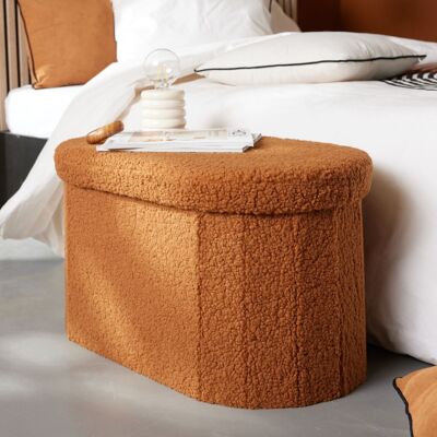 Banc Coffre Pliable Ovale Bouclette "teddy Moka" La Factory - Teddy Moka Ambre - Teddy Moka Ambre - - Publicité Banc Coffre Pliable Ovale Bouclette "teddy Moka" La Factory - Teddy Moka Ambre - Teddy Moka Ambre - - Publicité