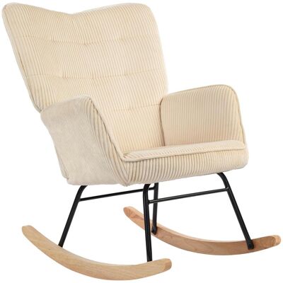 OEM Fauteuil À Bascule, Fauteuil À Bascule Aspect Velours Côtelé, Accoudoirs, Fauteuil Avec Patins En Bois, Fauteuil Inclinable Pour Salon, Chambre, Beige - Publicité OEM Fauteuil À Bascule, Fauteuil À Bascule Aspect Velours Côtelé, Accoudoirs, Fauteuil Avec Patins En Bois, Fauteuil Inclinable Pour Salon, Chambre, Beige - Publicité