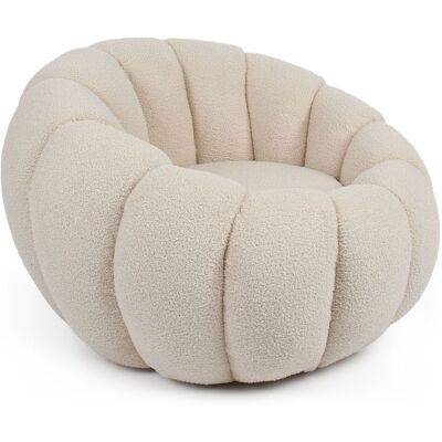 MENZZO Fauteuil Design Coquillage Horizan Tissu Bouclette Crème - Publicité MENZZO Fauteuil Design Coquillage Horizan Tissu Bouclette Crème - Publicité