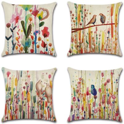 ABYSSE Housses De Coussin 45 X 45 Cm – Lot De 4 En Lin – Décorations Fleurs Et Oiseaux – Lavables En Machine – Pour Canapé, Lit, Voiture - Publicité ABYSSE Housses De Coussin 45 X 45 Cm – Lot De 4 En Lin – Décorations Fleurs Et Oiseaux – Lavables En Machine – Pour Canapé, Lit, Voiture - Publicité