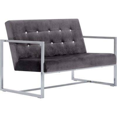 DESIGN IN Canapé Sofa 2 Places Avec Accoudoirs Gris Foncé Chrome Et Velours - Publicité DESIGN IN Canapé Sofa 2 Places Avec Accoudoirs Gris Foncé Chrome Et Velours - Publicité