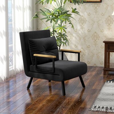 OEM Canapé-lit Pliant 4 En 1, Fauteuil Convertible Avec Dossier Réglable Sur 5 Positions Et Oreiller, 63 X 73 X 81 Cm, Noir - Publicité OEM Canapé-lit Pliant 4 En 1, Fauteuil Convertible Avec Dossier Réglable Sur 5 Positions Et Oreiller, 63 X 73 X 81 Cm, Noir - Publicité