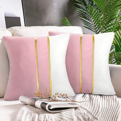 OEM Housse De Coussin Épissage Velours Rose Moderne Coussin De Canapé Décoratif Ferme 45 X 45 Cm Taie D'Oreiller Lot De 2 Coutures En Cuir Doré Housse Coussin Pour Canapé Chambre Salon Maison - Publicité OEM Housse De Coussin Épissage Velours Rose Moderne Coussin De Canapé Décoratif Ferme 45 X 45 Cm Taie D'Oreiller Lot De 2 Coutures En Cuir Doré Housse Coussin Pour Canapé Chambre Salon Maison - Publicité