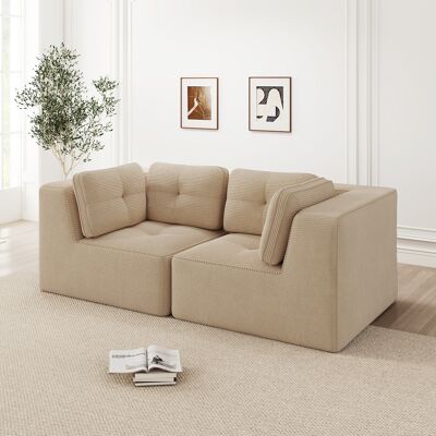 ACKERMAN Modular And Configurable Corner Sofa, Two-seater Frameless Sofa, Comfortable Corduroy Sofa, Suitable For Living Room And Bedroom,beige - Publicité ACKERMAN Modular And Configurable Corner Sofa, Two-seater Frameless Sofa, Comfortable Corduroy Sofa, Suitable For Living Room And Bedroom,beige - Publicité