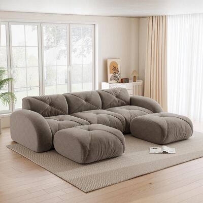 OEM Canapé Modulable 3 Places En Forme De U, Sans Structure, Avec 2 Poufs, Idéal Pour Le Salon, Tissu Confortable, Antidérapant, Livré Monté, Marron - Publicité OEM Canapé Modulable 3 Places En Forme De U, Sans Structure, Avec 2 Poufs, Idéal Pour Le Salon, Tissu Confortable, Antidérapant, Livré Monté, Marron - Publicité