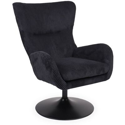 MENZZO Fauteuil Pivotant Style Bergère Arthuro Velours Côtelé Noir - Publicité MENZZO Fauteuil Pivotant Style Bergère Arthuro Velours Côtelé Noir - Publicité