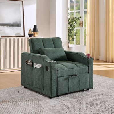 MIDUODUO Fauteuil-lit 3 En 1 Vert 190cm Usb/type-c,porte-gobelet Inox,dossier 3 Positions,parfait Pour Petits Espaces. Publicité MIDUODUO Fauteuil-lit 3 En 1 Vert 190cm Usb/type-c,porte-gobelet Inox,dossier 3 Positions,parfait Pour Petits Espaces. Publicité