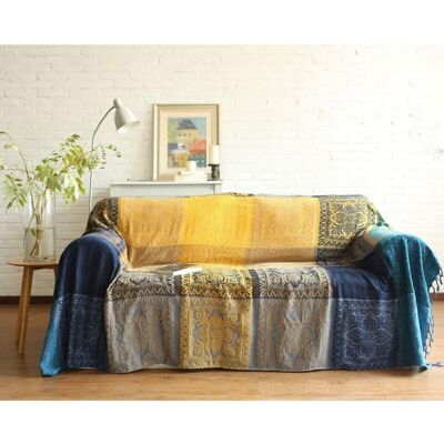 Melissa Coton Couverture Canapé Simple, Tricotées Couverture À Franges, Double Face Patchwork, Couverture Chaude De Décoratifs Pour Home Office Voyage(tibet Blue, 150 190cm) - Publicité Melissa Coton Couverture Canapé Simple, Tricotées Couverture À Franges, Double Face Patchwork, Couverture Chaude De Décoratifs Pour Home Office Voyage(tibet Blue, 150 190cm) - Publicité