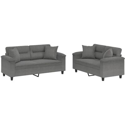 Maison Exclusive - Ensemble De Canapés 2 Pcs Coussins Gris Foncé Tissu Microfibre - Publicité Maison Exclusive - Ensemble De Canapés 2 Pcs Coussins Gris Foncé Tissu Microfibre - Publicité