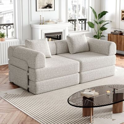 ALLAUVE Canapé Convertible Chenille 2-en-1 Breveté, Accoudoir Avec Espace De Rangement, 3 Structures Métalliques, Multiples Configurations, Lot De 2 Pièces - Publicité ALLAUVE Canapé Convertible Chenille 2-en-1 Breveté, Accoudoir Avec Espace De Rangement, 3 Structures Métalliques, Multiples Configurations, Lot De 2 Pièces - Publicité