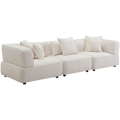 VENTE-UNIQUE Canapé 4 Places Modulable En Tissu Bouclette Blanc Cassé Lelaco - Publicité VENTE-UNIQUE Canapé 4 Places Modulable En Tissu Bouclette Blanc Cassé Lelaco - Publicité