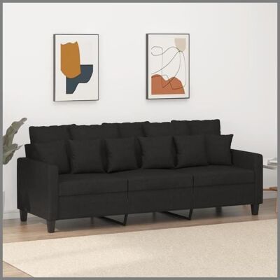OEM Canapé 3 Places - Vgeby - Noir - Tissu 100% Polyester - Dimensions 198x77x80 Cm - Design Moderne - Publicité OEM Canapé 3 Places - Vgeby - Noir - Tissu 100% Polyester - Dimensions 198x77x80 Cm - Design Moderne - Publicité