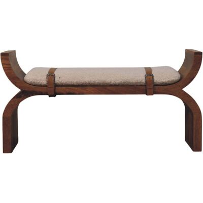 ACKERMAN Banc Incurvé Étrier, Assise Bouclé, Brun - Publicité ACKERMAN Banc Incurvé Étrier, Assise Bouclé, Brun - Publicité