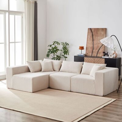 ACKERMAN Canapé D'Angle Modulaire En Velours Côtelé De 264 Cm (104 Pouces), Ensemble De Canapé De Sol De Luxe, Mobilier D'Intérieur Rembourré, Canapé Compressé En Mousse Pour Salon Et Chambre, 4 Pièces À Combi - Publicité ACKERMAN Canapé D'Angle Modulaire En Velours Côtelé De 264 Cm (104 Pouces), Ensemble De Canapé De Sol De Luxe, Mobilier D'Intérieur Rembourré, Canapé Compressé En Mousse Pour Salon Et Chambre, 4 Pièces À Combi - Publicité