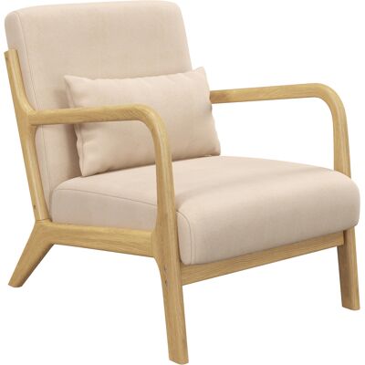 OEM Fauteuil Lounge - 3 Coussins Inclus - Assise Profonde - Accoudoirs - Structure Bois Hévéa - Aspect Velours Beige - Publicité OEM Fauteuil Lounge - 3 Coussins Inclus - Assise Profonde - Accoudoirs - Structure Bois Hévéa - Aspect Velours Beige - Publicité