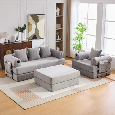 XISRENS Canapé Modulable 4 Places En Velours Côtelé Avec Pouf – Structure Métallique Robuste, Poche Latérale Et 4 Coussins Confortables. Rembourrage En Mousse Haute Densité – Combinaisons Et Polyvalence Infin - Publicité XISRENS Canapé Modulable 4 Places En Velours Côtelé Avec Pouf – Structure Métallique Robuste, Poche Latérale Et 4 Coussins Confortables. Rembourrage En Mousse Haute Densité – Combinaisons Et Polyvalence Infin - Publicité
