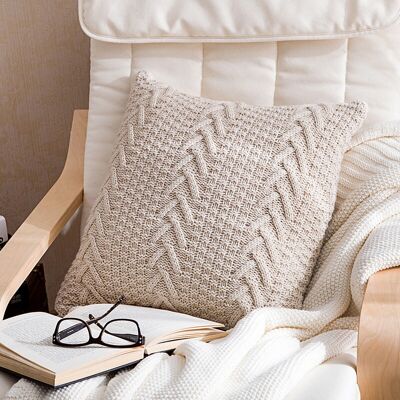 OEM Housse De Coussin Décorative En Coton 18"x18", Beige - Publicité OEM Housse De Coussin Décorative En Coton 18"x18", Beige - Publicité