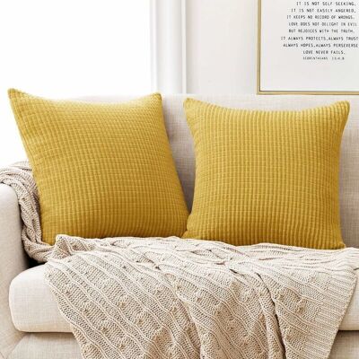 SANS MARQUE Lot De 4 Housse De Coussin Jaune Moutarde En Velours 50x50cm Pour Salon Housse De Coussin Decoratif - Publicité SANS MARQUE Lot De 4 Housse De Coussin Jaune Moutarde En Velours 50x50cm Pour Salon Housse De Coussin Decoratif - Publicité