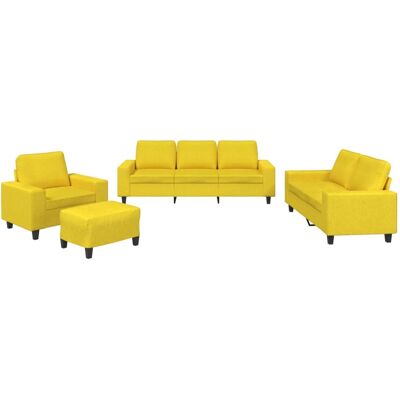 Maison Exclusive - Ensemble De Canapés 4 Pcs Jaune Clair Tissu - Publicité Maison Exclusive - Ensemble De Canapés 4 Pcs Jaune Clair Tissu - Publicité
