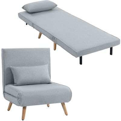 OEM Fauteuil Chauffeuse Convertible 3 En 1 Lit Place Dossier 5 Positions Tissu Avec Coussin Gris - Publicité OEM Fauteuil Chauffeuse Convertible 3 En 1 Lit Place Dossier 5 Positions Tissu Avec Coussin Gris - Publicité