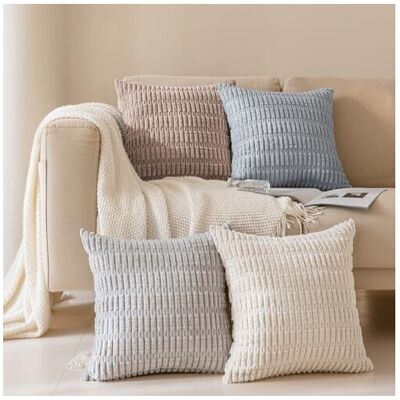 OEM Housses De Coussin 45 X 45 Cm (lot De 4), Rayures En Velours Côtelé Style Bohème Champêtre, Housses De Coussin Décoratives Modernes, Adaptées Aux Canapés/chambres (gris/beige) - Publicité OEM Housses De Coussin 45 X 45 Cm (lot De 4), Rayures En Velours Côtelé Style Bohème Champêtre, Housses De Coussin Décoratives Modernes, Adaptées Aux Canapés/chambres (gris/beige) - Publicité