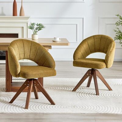 OEM Ensemble De Deux Fauteuils Pivotants Rétro. Revêtement En Tissu Texturé Couleur Gingembre, Pieds En Bois Salons. Publicité OEM Ensemble De Deux Fauteuils Pivotants Rétro. Revêtement En Tissu Texturé Couleur Gingembre, Pieds En Bois Salons. Publicité
