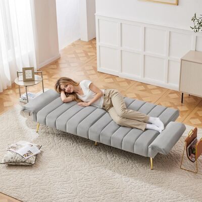 OEM Ce Canapé-lit Pliant Moderne Est Doté De Pieds De Soutien Et Se Transforme En Lit. Revêtu De Velours, Il Convient Aux Salons, Chambres, - Publicité OEM Ce Canapé-lit Pliant Moderne Est Doté De Pieds De Soutien Et Se Transforme En Lit. Revêtu De Velours, Il Convient Aux Salons, Chambres, - Publicité