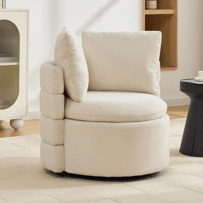 OEM Fauteuil Pivotant 029, Fauteuil D'Appoint Pivotant À 360° Avec Rangement Dissimulé Et Coussin De Dossier Moelleux, Canapé/fauteuil De Salon Moderne Pour Chambre, Coin, Coin Lecture (ivoire) - Publicité OEM Fauteuil Pivotant 029, Fauteuil D'Appoint Pivotant À 360° Avec Rangement Dissimulé Et Coussin De Dossier Moelleux, Canapé/fauteuil De Salon Moderne Pour Chambre, Coin, Coin Lecture (ivoire) - Publicité