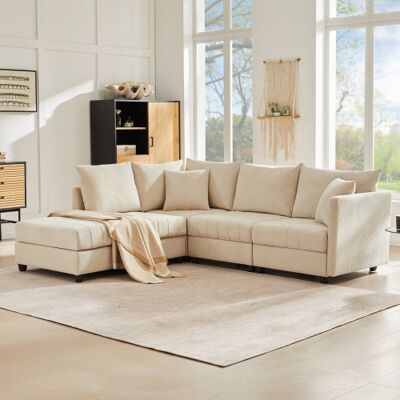 Acavallo Canapé D'Angle – Canapé Modulable 5 Places Avec Repose-pieds Convertible – Agencement Modulable – Convient Aux Salons, Appartements Et Autres Espaces. Publicité Acavallo Canapé D'Angle – Canapé Modulable 5 Places Avec Repose-pieds Convertible – Agencement Modulable – Convient Aux Salons, Appartements Et Autres Espaces. Publicité