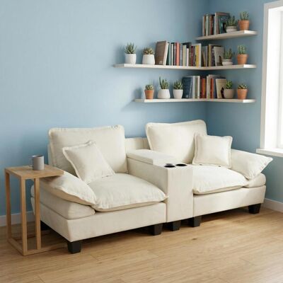 OEM Canapé Modulable Nuage, Design Voilier, Avec Porte-gobelet Et Espace De Rangement, 2 Coussins, Tissu Chenille, Convient Aux Appartements Et Aux Salons, Beige. Publicité OEM Canapé Modulable Nuage, Design Voilier, Avec Porte-gobelet Et Espace De Rangement, 2 Coussins, Tissu Chenille, Convient Aux Appartements Et Aux Salons, Beige. Publicité