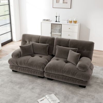 ARRIGONI Canapé D’angle Cloud Pour Salon, Canapé Deux Places En Chenille Avec 2 Coussins Lombaires Et 2 Coussins Décoratifs, Structure En Bois Massif, Marron - Publicité ARRIGONI Canapé D’angle Cloud Pour Salon, Canapé Deux Places En Chenille Avec 2 Coussins Lombaires Et 2 Coussins Décoratifs, Structure En Bois Massif, Marron - Publicité