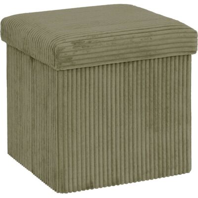 Pouf Coffre Pliable "arum" Velours Côtelé Atmosphera - Kaki - - Publicité Pouf Coffre Pliable "arum" Velours Côtelé Atmosphera - Kaki - - Publicité