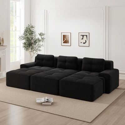 OEM Canapé Sans Structure, Tissu Velours Côtelé Doux, Canapé D'Angle Modulable Convertible Avec 3 Poufs, Canapé 3 Places, Canapé Confortable Pour Le Salon, Noir - Publicité OEM Canapé Sans Structure, Tissu Velours Côtelé Doux, Canapé D'Angle Modulable Convertible Avec 3 Poufs, Canapé 3 Places, Canapé Confortable Pour Le Salon, Noir - Publicité