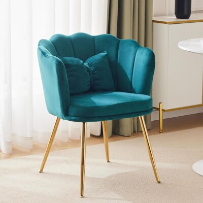 OEM Fauteuil De Salon Moderne En Velours, Fauteuil Baignoire, Confortable, Rembourré Et Décoratif Avec Dossier À Pétales, Pieds En Métal Doré Et Coussins Papillon Pour Chambre/salle À Manger - Publicité OEM Fauteuil De Salon Moderne En Velours, Fauteuil Baignoire, Confortable, Rembourré Et Décoratif Avec Dossier À Pétales, Pieds En Métal Doré Et Coussins Papillon Pour Chambre/salle À Manger - Publicité