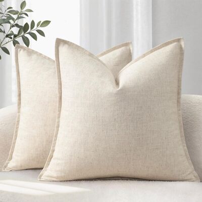 SUPERWISE Housse De Coussin 40x40 Lot De 2 Douces Et Confortables Housses En Lin Naturel Coussin De Canapé Uni Housses De Coussin Modernes Avec Bordure Coussin Décoratif Pour Canapé Lit Et Salon Beige - Publicité SUPERWISE Housse De Coussin 40x40 Lot De 2 Douces Et Confortables Housses En Lin Naturel Coussin De Canapé Uni Housses De Coussin Modernes Avec Bordure Coussin Décoratif Pour Canapé Lit Et Salon Beige - Publicité