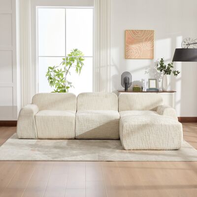 LEMONBEST Canapé Modulable Compressé En Tissu Chenille, Mousse Haute Résilience 30d, Base Antidérapante, Facile À Déplacer - Beige - Publicité LEMONBEST Canapé Modulable Compressé En Tissu Chenille, Mousse Haute Résilience 30d, Base Antidérapante, Facile À Déplacer - Beige - Publicité