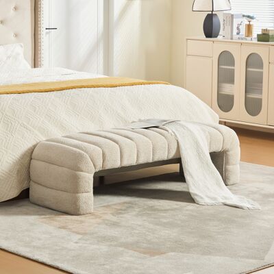 ACKERMAN Banquette De Lit Capitonnée Moderne En Chenille Sans Accoudoirs Avec Capitonnage À Rainures, Chaise Longue Et Pouf Pour Salon, Chambre, Entrée, Beige - Publicité ACKERMAN Banquette De Lit Capitonnée Moderne En Chenille Sans Accoudoirs Avec Capitonnage À Rainures, Chaise Longue Et Pouf Pour Salon, Chambre, Entrée, Beige - Publicité