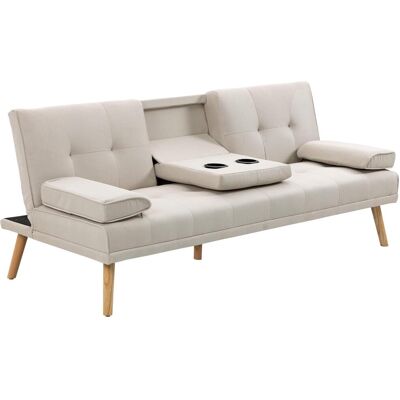 OEM Homcom Canapé Convertible 3 Places, Canapé-lit Rembourré Avec Dossier Réglable 3 Niveaux, 2 Coussins Et 2 Porte-gobelets Intégrés, Tissu De Lin, Pour Salon, Chambre D'Amis, Petit Espace, Beige - Publicité OEM Homcom Canapé Convertible 3 Places, Canapé-lit Rembourré Avec Dossier Réglable 3 Niveaux, 2 Coussins Et 2 Porte-gobelets Intégrés, Tissu De Lin, Pour Salon, Chambre D'Amis, Petit Espace, Beige - Publicité