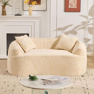 OEM Canapé Deux Places Beige Incurvé Avec Accoudoirs Et Deux Coussins De Dossier. Idéal Pour Les Petits Appartements, Les Salons Ou Les Chambres. Publicité OEM Canapé Deux Places Beige Incurvé Avec Accoudoirs Et Deux Coussins De Dossier. Idéal Pour Les Petits Appartements, Les Salons Ou Les Chambres. Publicité