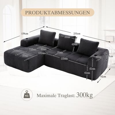MIDUODUO Canapé Compact Velours Côtelé,doux Et Modulaire,poche Latérale,porte-gobelet,3 Coussins,idéal Pour Salon Et Bureau. Gris Foncé - Publicité MIDUODUO Canapé Compact Velours Côtelé,doux Et Modulaire,poche Latérale,porte-gobelet,3 Coussins,idéal Pour Salon Et Bureau. Gris Foncé - Publicité