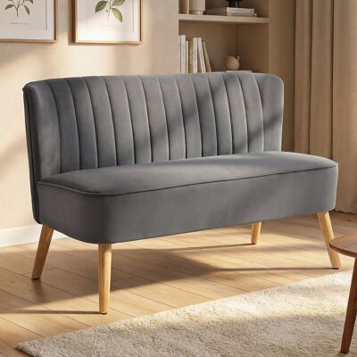 PZCC Canapé 2 Places Style Rétro, Pieds En Bois, 117 Cm X 56,5 Cm X 77 Cm, Gris Foncé - Publicité PZCC Canapé 2 Places Style Rétro, Pieds En Bois, 117 Cm X 56,5 Cm X 77 Cm, Gris Foncé - Publicité