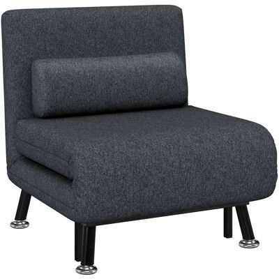 ARRIGONI Fauteuil Lit 3 En 1 Avec Dossier Reglable Et Coussin Tissu Effet Lin Gris Fonce - Publicité ARRIGONI Fauteuil Lit 3 En 1 Avec Dossier Reglable Et Coussin Tissu Effet Lin Gris Fonce - Publicité